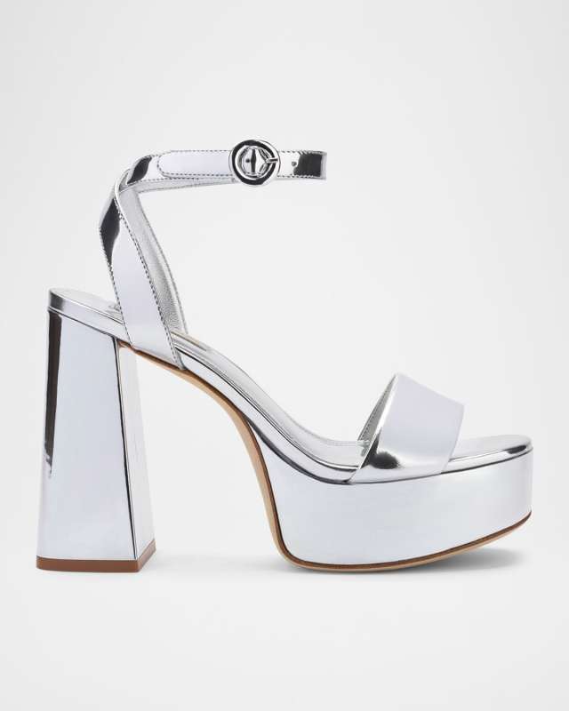 Dolly Metallic Ankle-Strap Platform Sandals